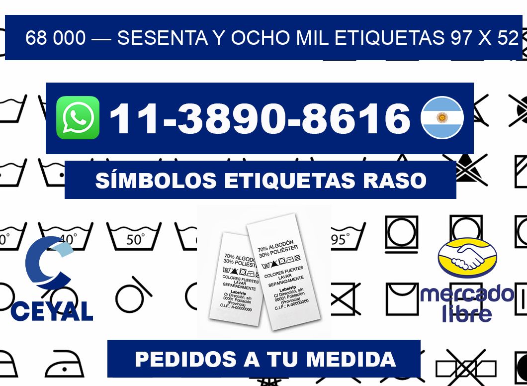 68 000 — sesenta y ocho mil etiquetas 97 x 52