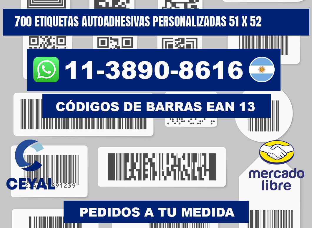 700 Etiquetas autoadhesivas personalizadas 51 x 52