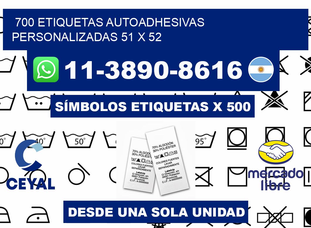 700 Etiquetas autoadhesivas personalizadas 51 x 52