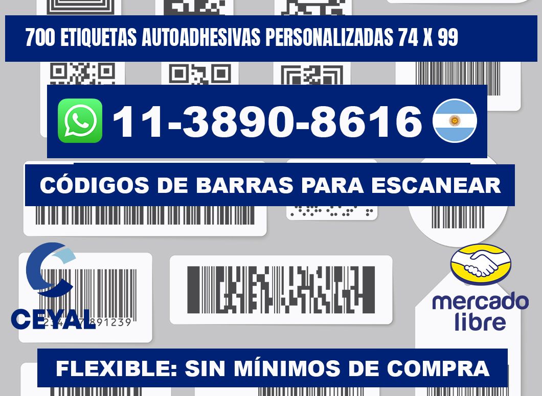 700 Etiquetas autoadhesivas personalizadas 74 x 99