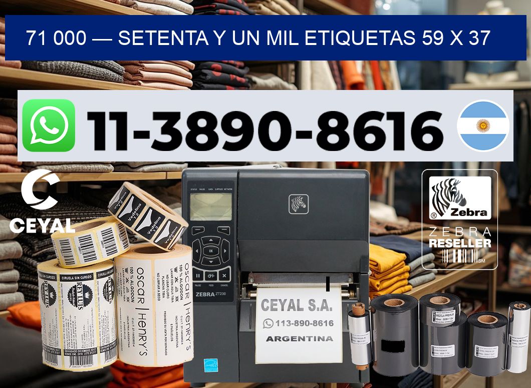 71 000 — setenta y un mil etiquetas 59 x 37