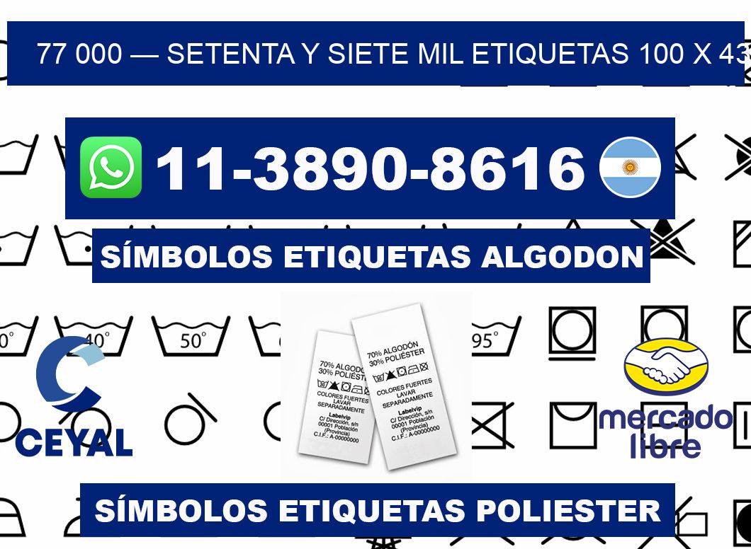 77 000 — setenta y siete mil etiquetas 100 x 43