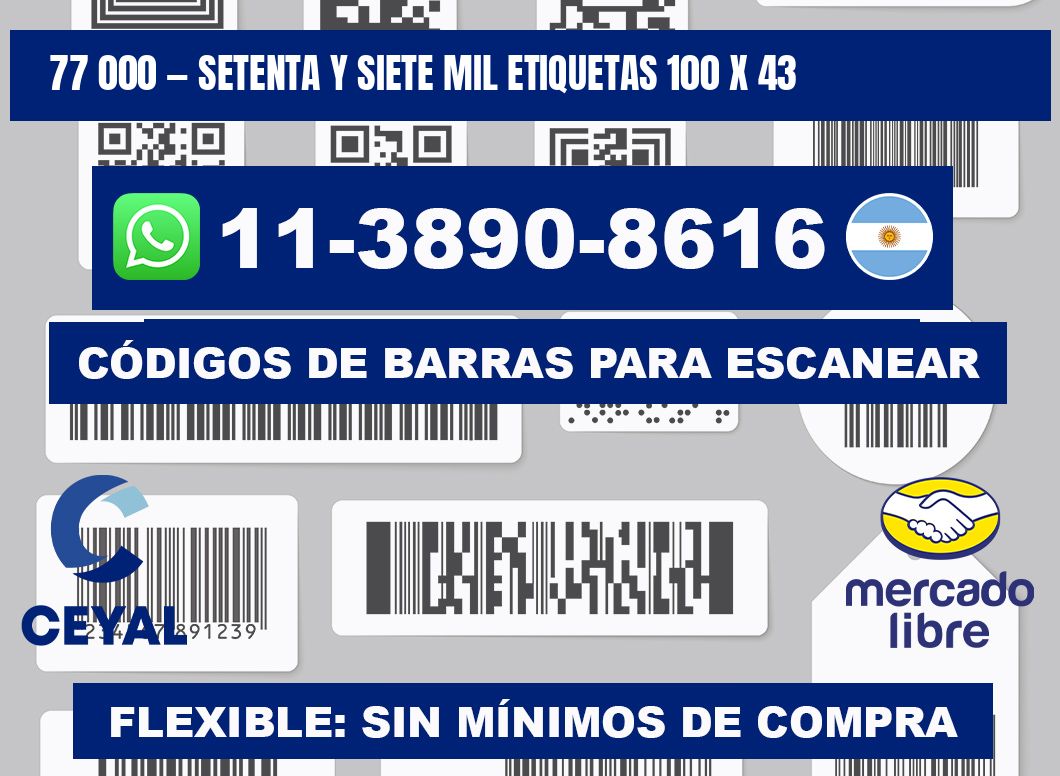 77 000 — setenta y siete mil etiquetas 100 x 43