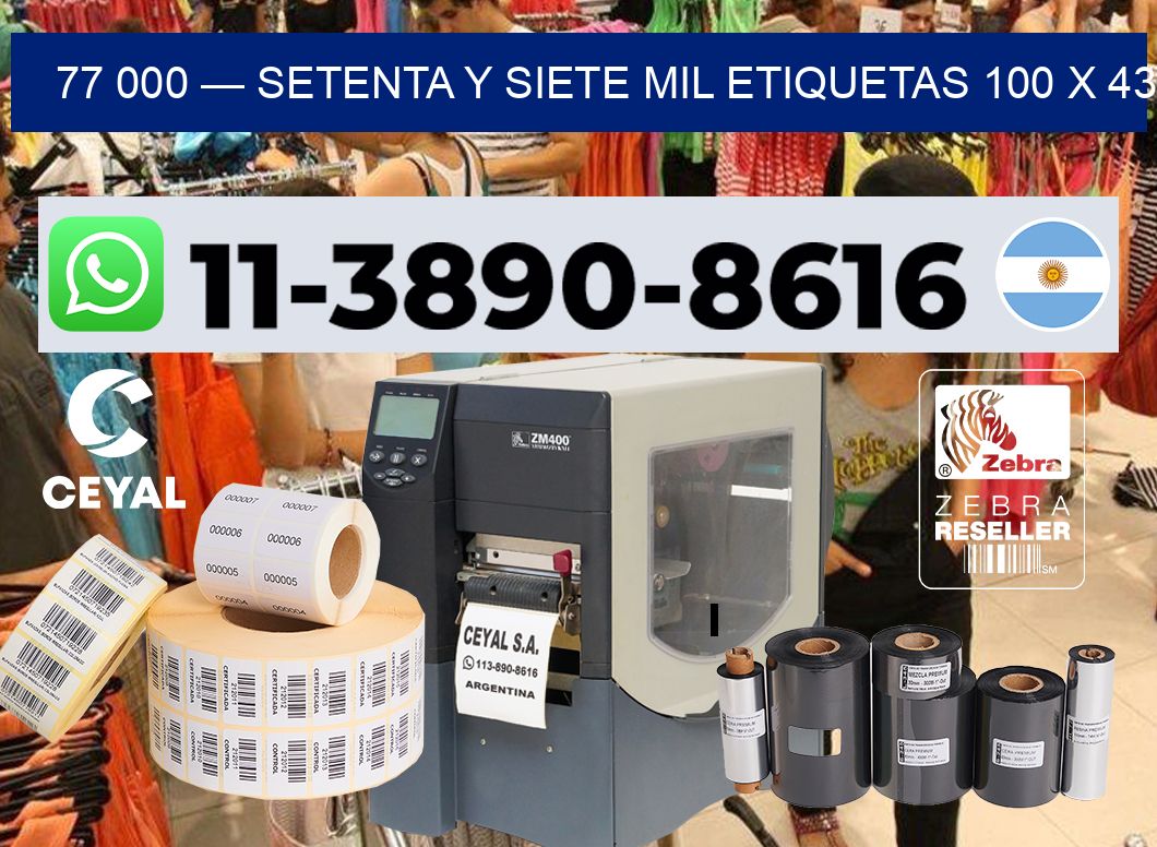 77 000 — setenta y siete mil etiquetas 100 x 43