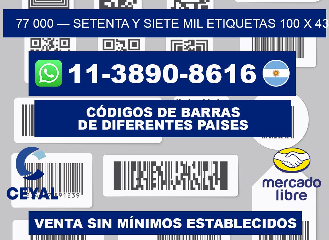 77 000 — setenta y siete mil etiquetas 100 x 43