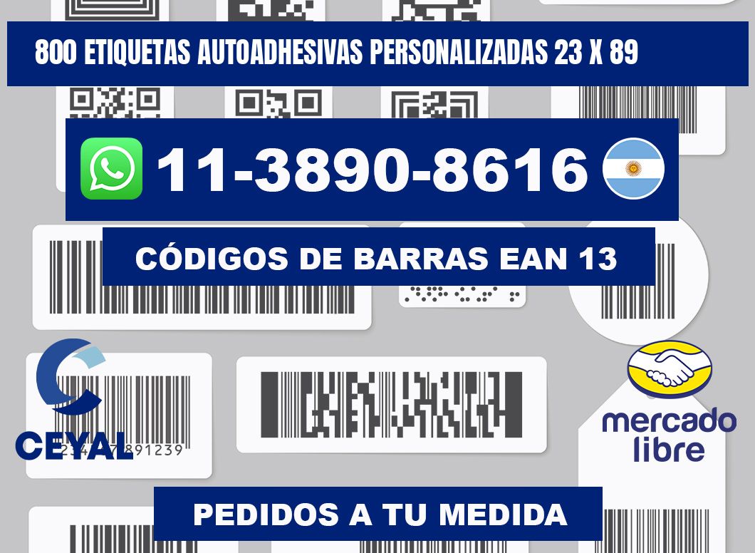 800 Etiquetas autoadhesivas personalizadas 23 x 89