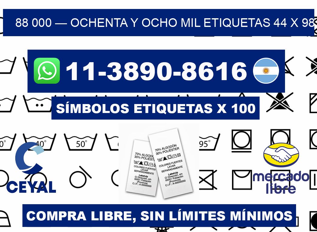 88 000 — ochenta y ocho mil etiquetas 44 x 98