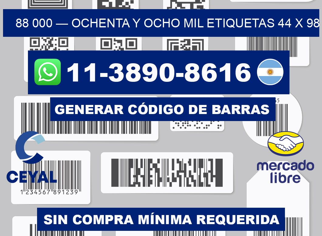88 000 — ochenta y ocho mil etiquetas 44 x 98