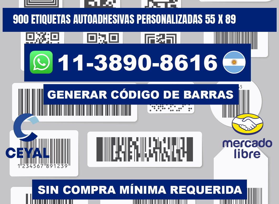 900 Etiquetas autoadhesivas personalizadas 55 x 89