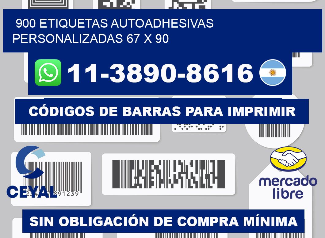 900 Etiquetas autoadhesivas personalizadas 67 x 90