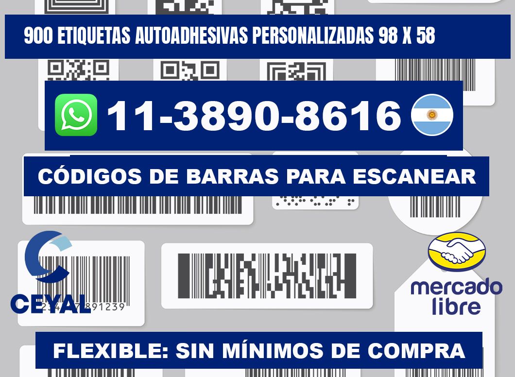 900 Etiquetas autoadhesivas personalizadas 98 x 58