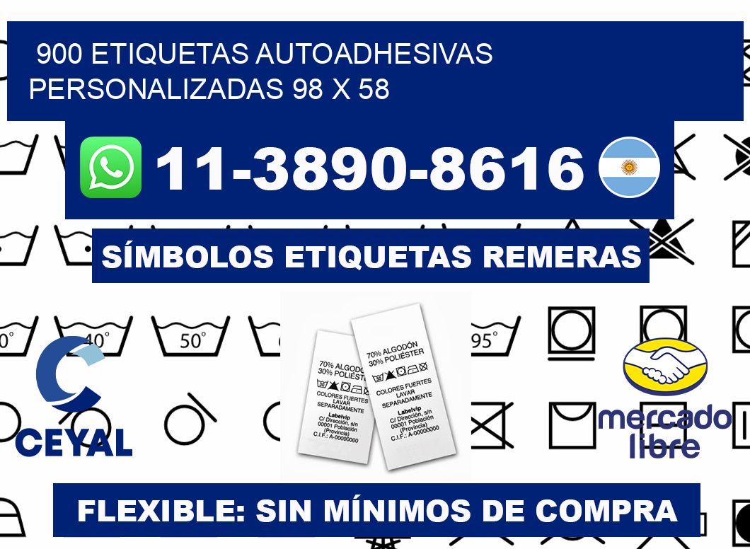 900 Etiquetas autoadhesivas personalizadas 98 x 58