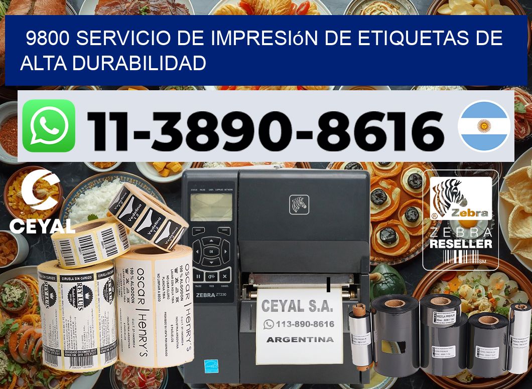 9800 Servicio de impresión de etiquetas de alta durabilidad