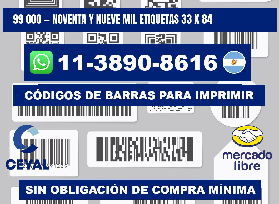 99 000 — noventa y nueve mil etiquetas 33 x 84