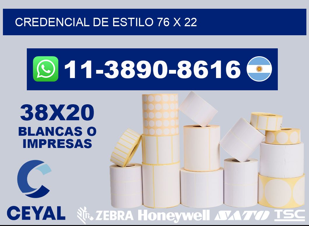 Credencial de estilo 76 x 22