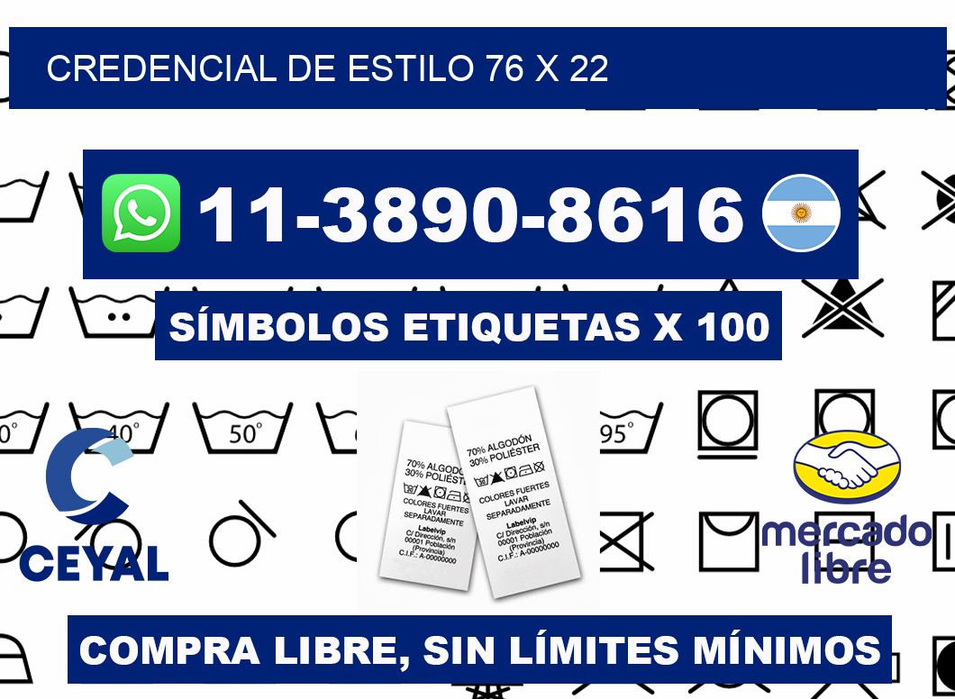 Credencial de estilo 76 x 22