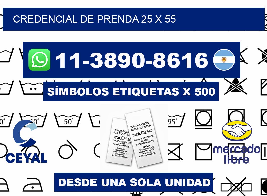 Credencial de prenda 25 x 55