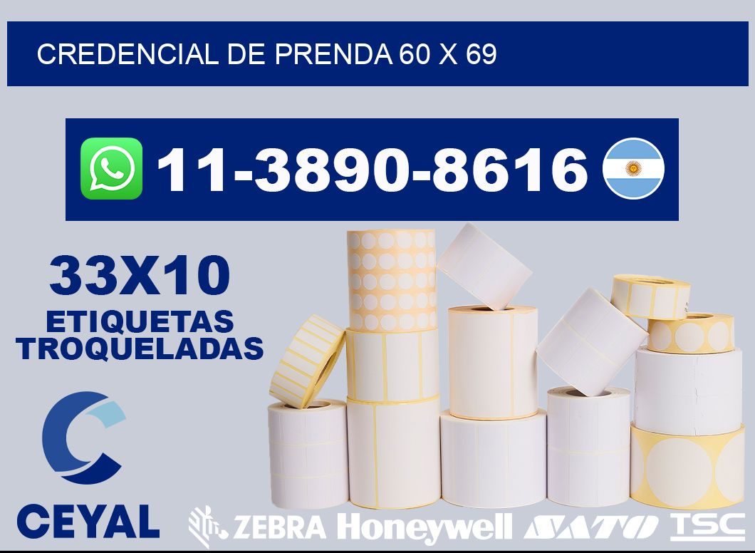 Credencial de prenda 60 x 69