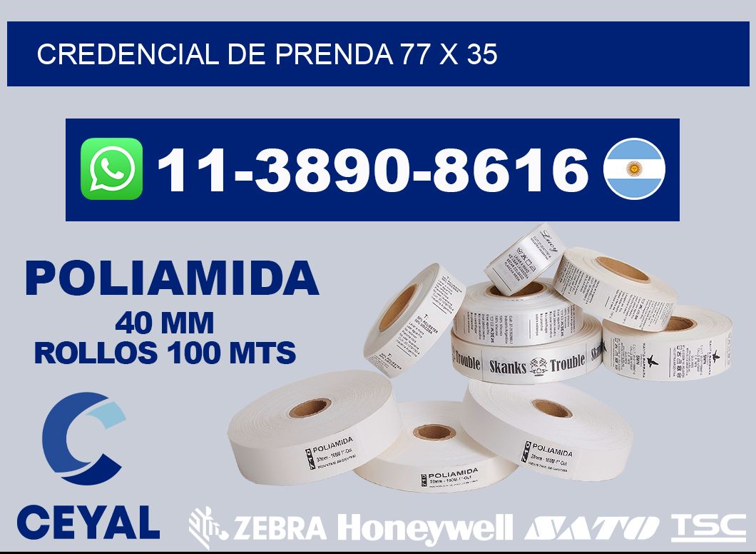 Credencial de prenda 77 x 35