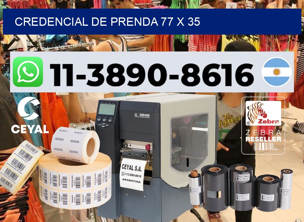 Credencial de prenda 77 x 35