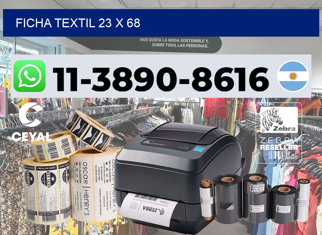 Ficha textil 23 x 68