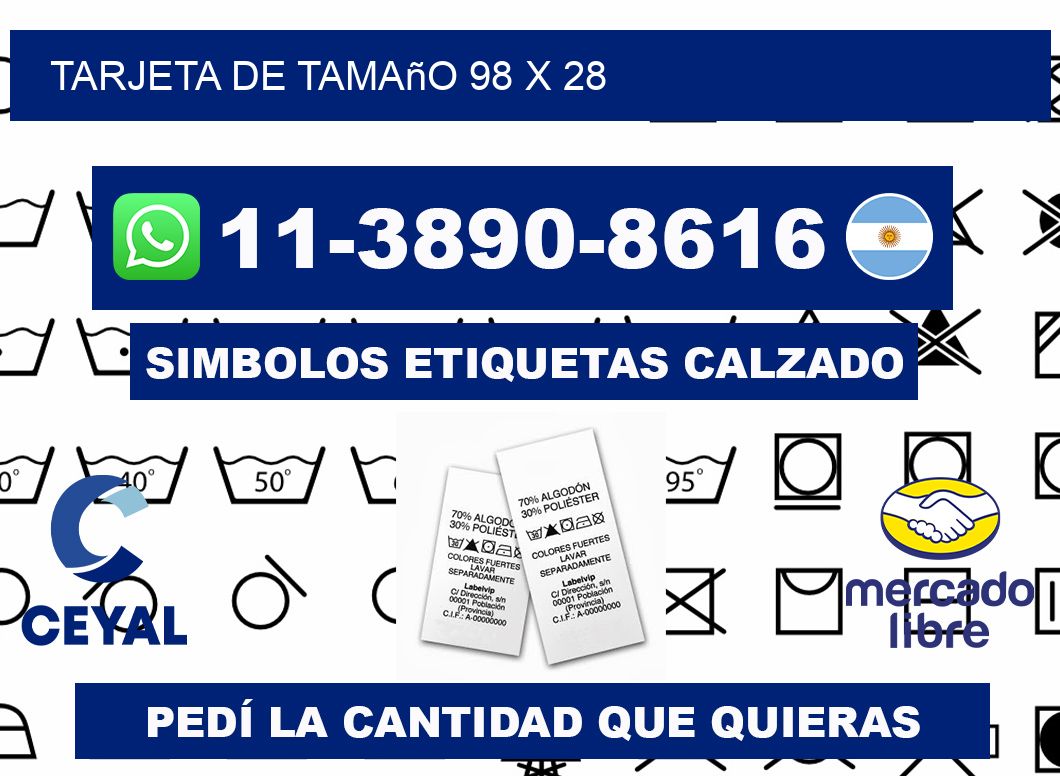 Tarjeta de tamaño 98 x 28
