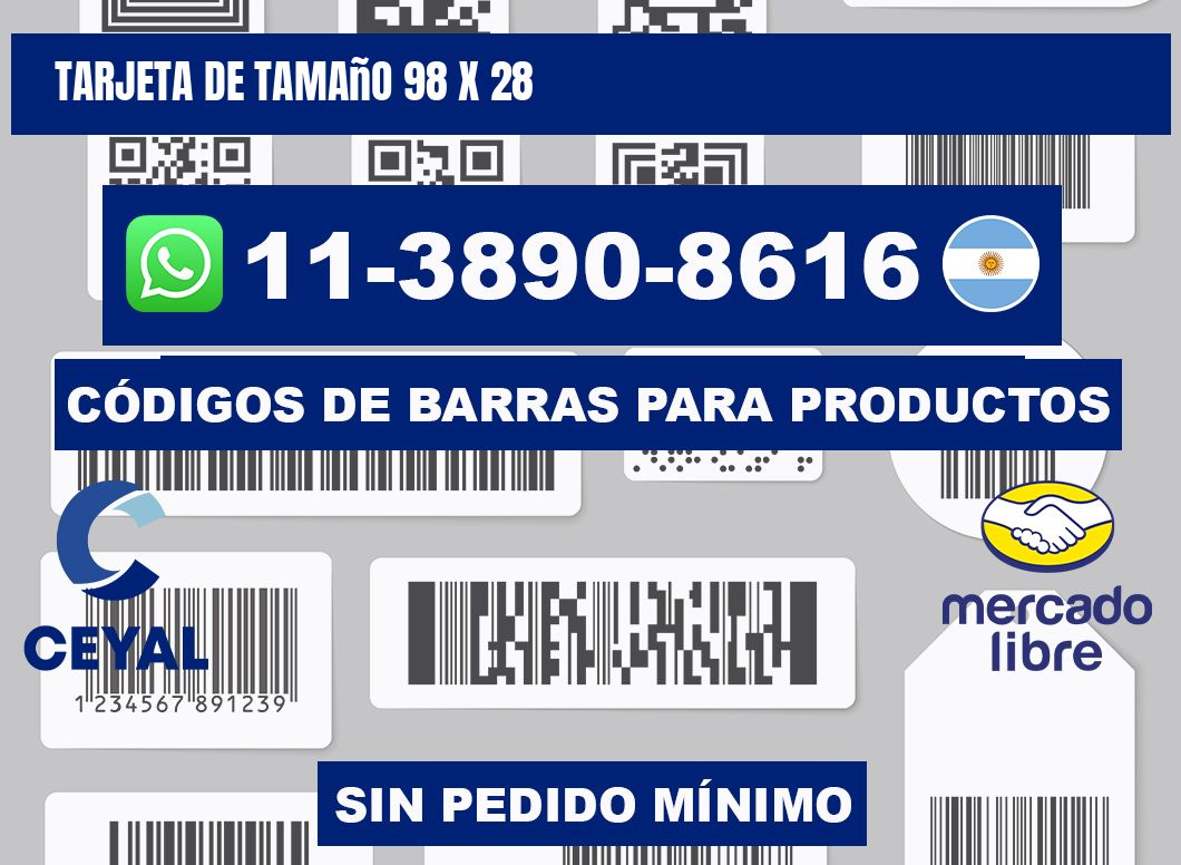 Tarjeta de tamaño 98 x 28