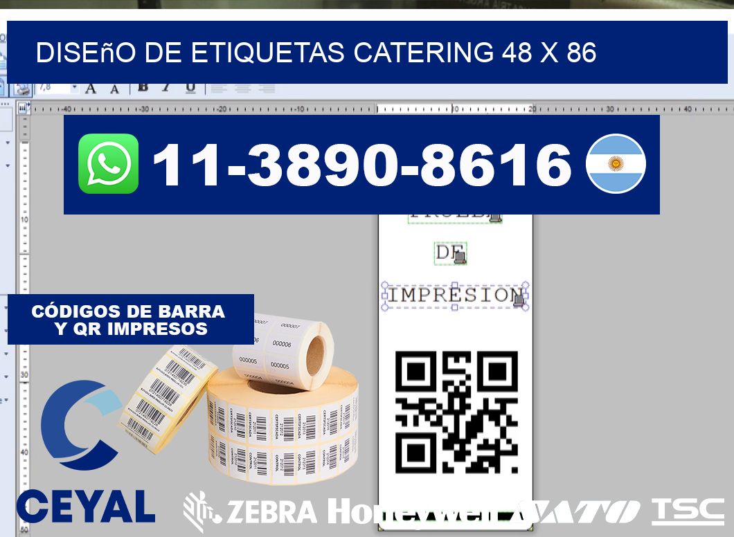 diseño de etiquetas catering 48 x 86