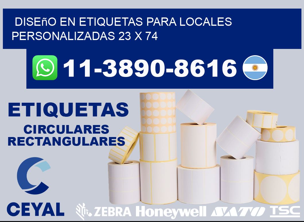 diseño en etiquetas para locales personalizadas 23 x 74