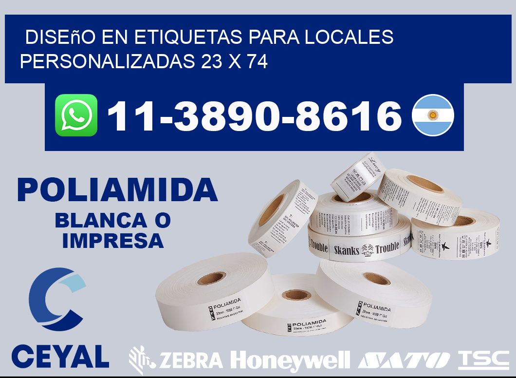 diseño en etiquetas para locales personalizadas 23 x 74