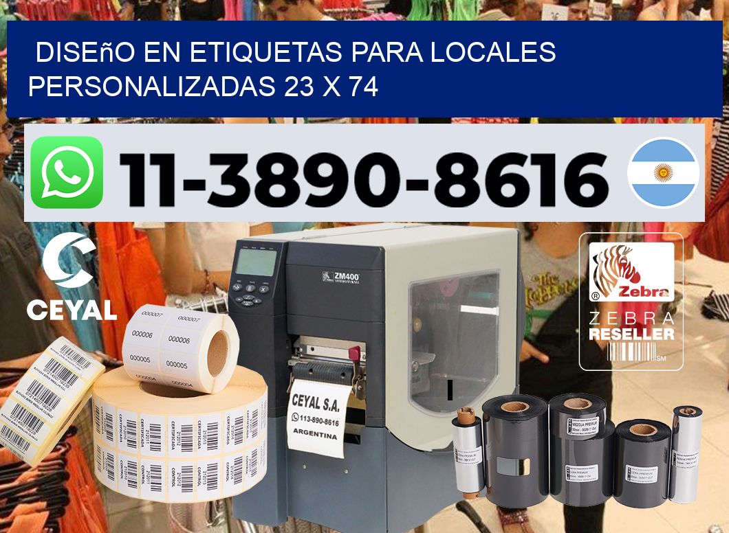 diseño en etiquetas para locales personalizadas 23 x 74