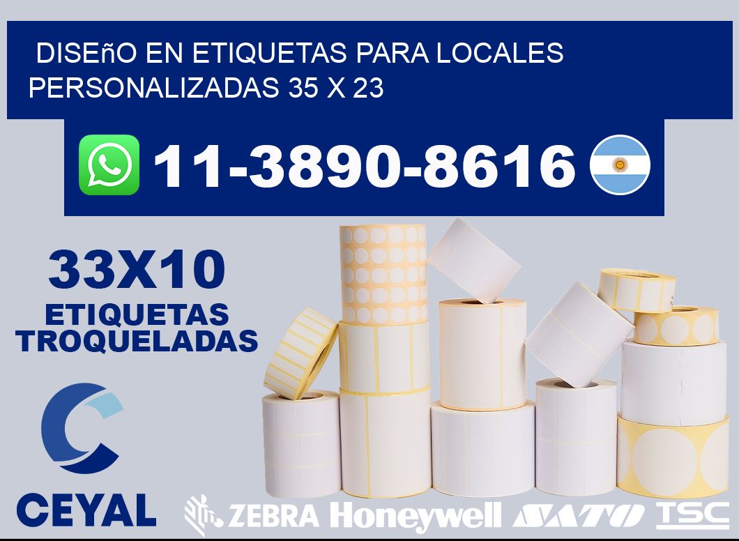 diseño en etiquetas para locales personalizadas 35 x 23