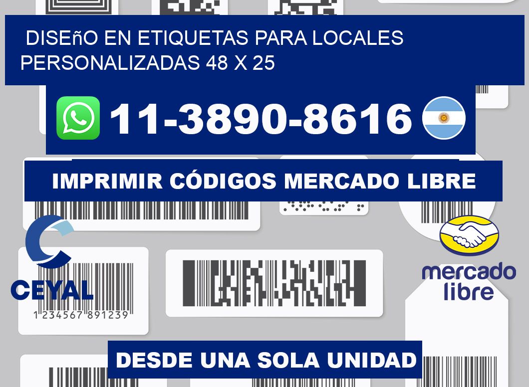 diseño en etiquetas para locales personalizadas 48 x 25