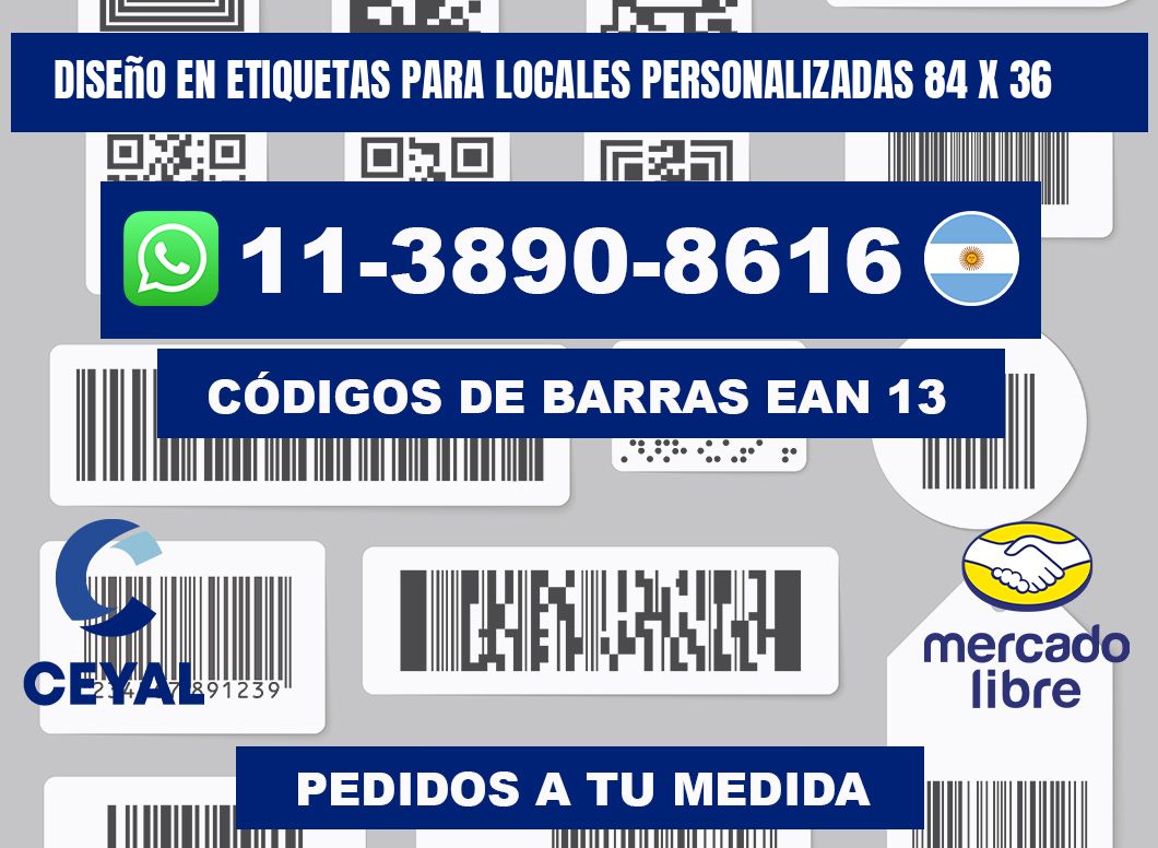 diseño en etiquetas para locales personalizadas 84 x 36