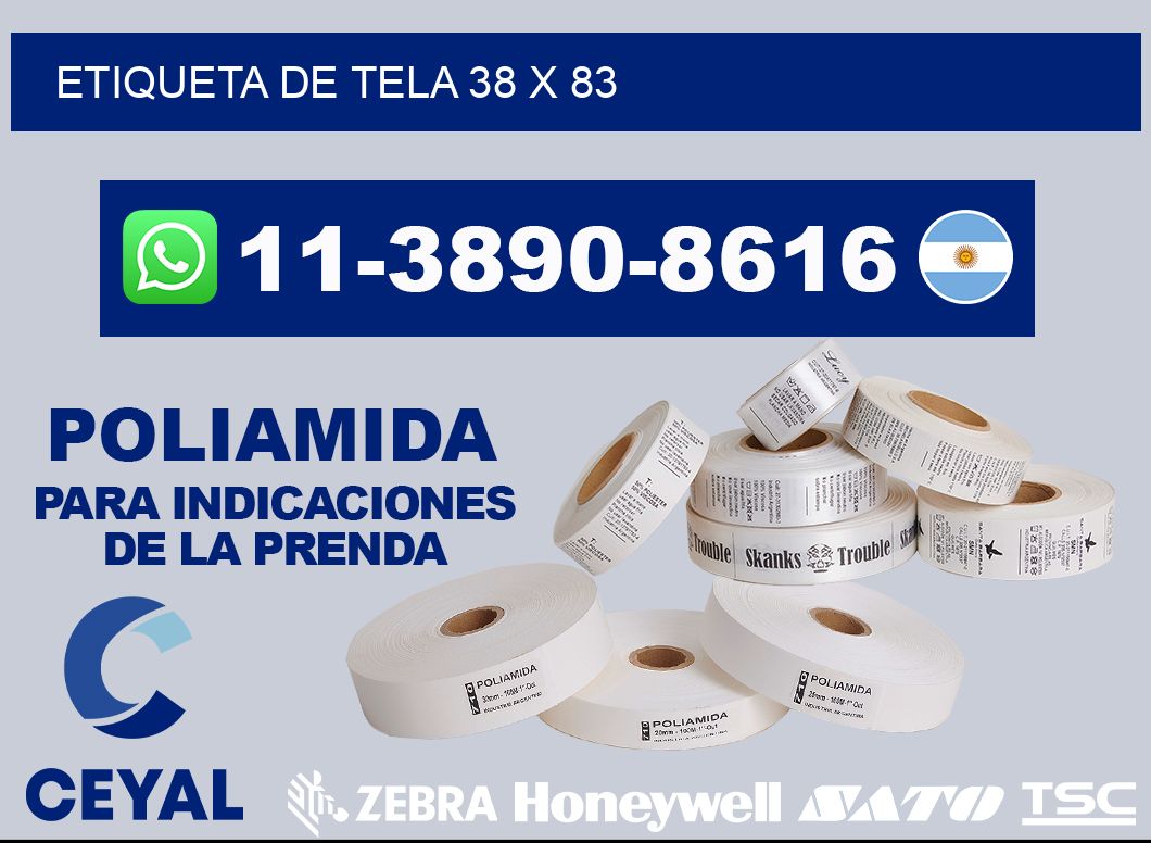 etiqueta de tela 38 x 83