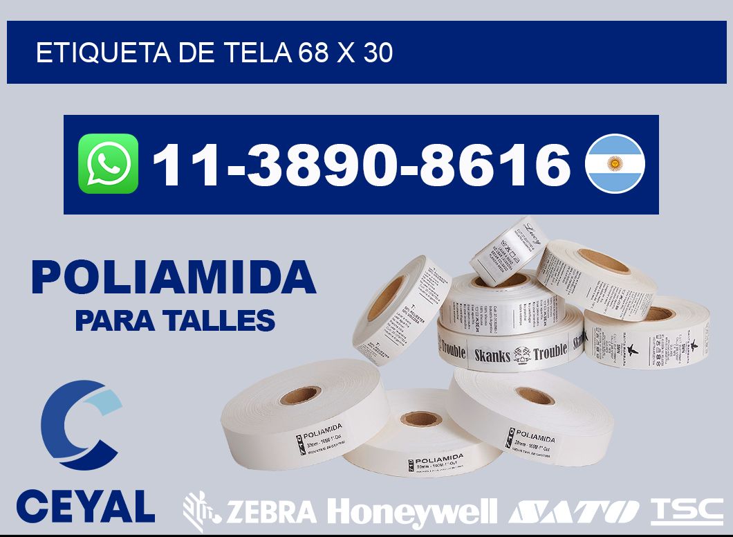 etiqueta de tela 68 x 30