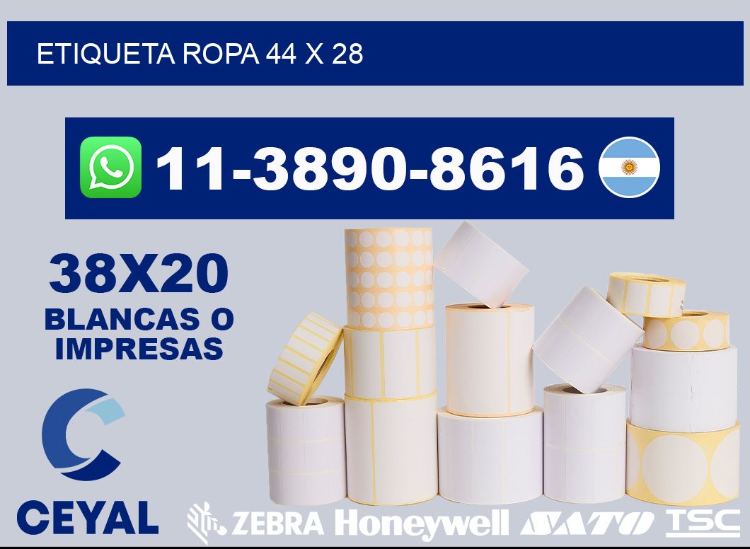 etiqueta ropa 44 x 28