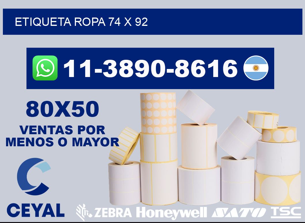 etiqueta ropa 74 x 92