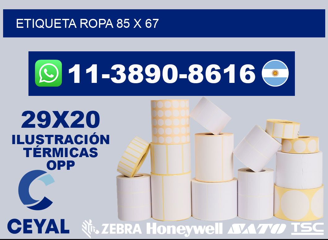 etiqueta ropa 85 x 67