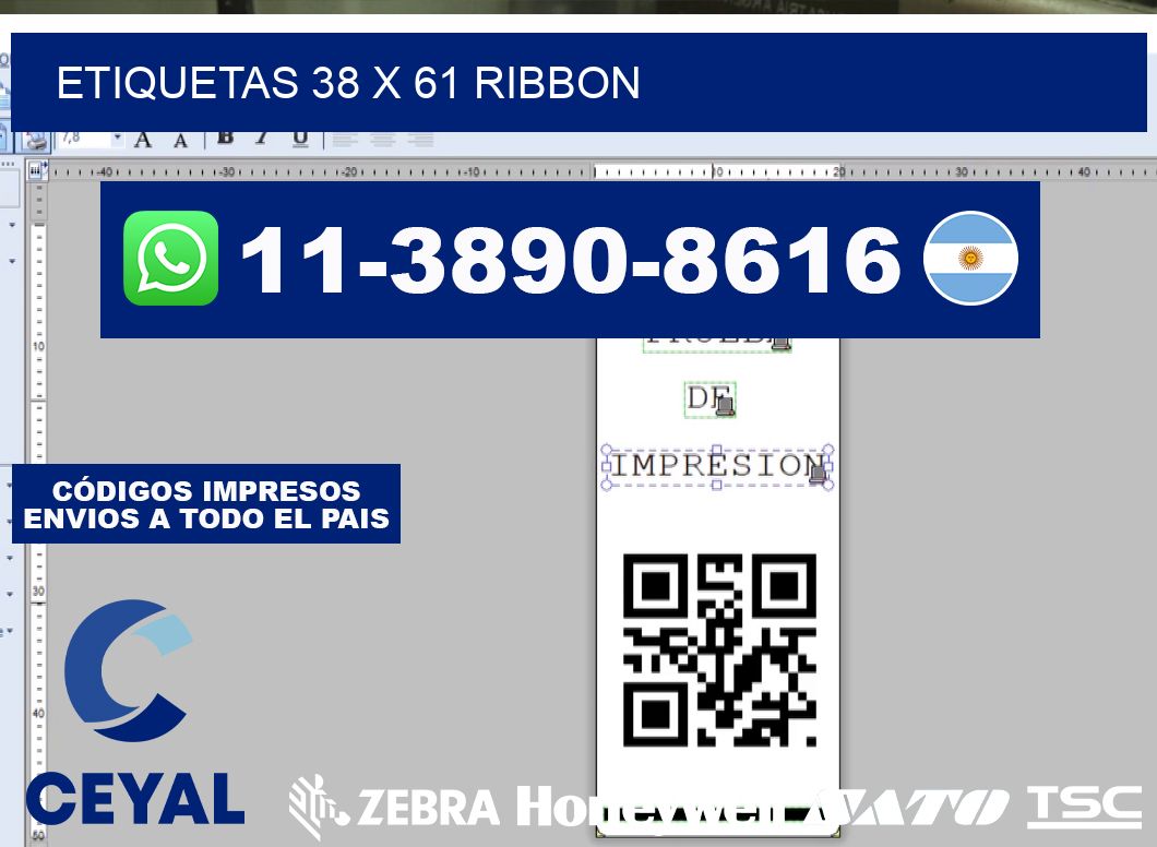 etiquetas 38 x 61 ribbon