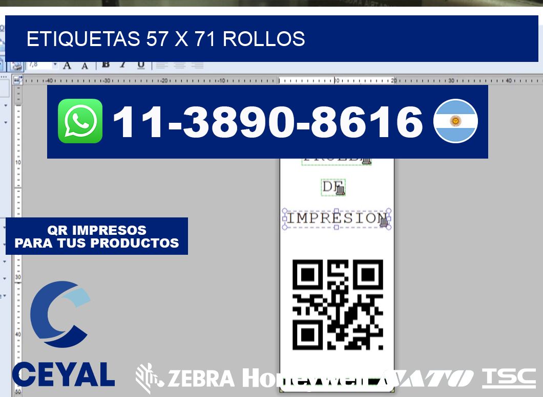 etiquetas 57 x 71 rollos