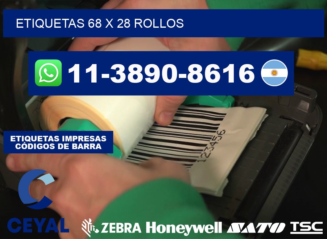 etiquetas 68 x 28 rollos