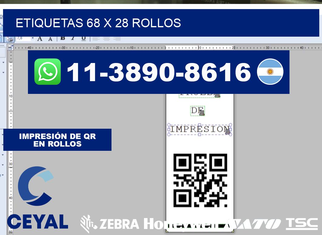 etiquetas 68 x 28 rollos
