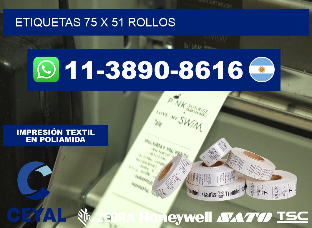 etiquetas 75 x 51 rollos