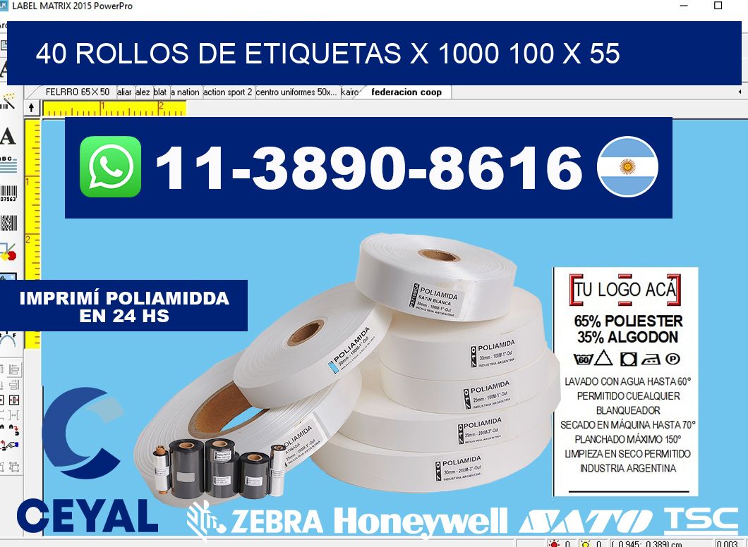 40 rollos de etiquetas x 1000 100 x 55