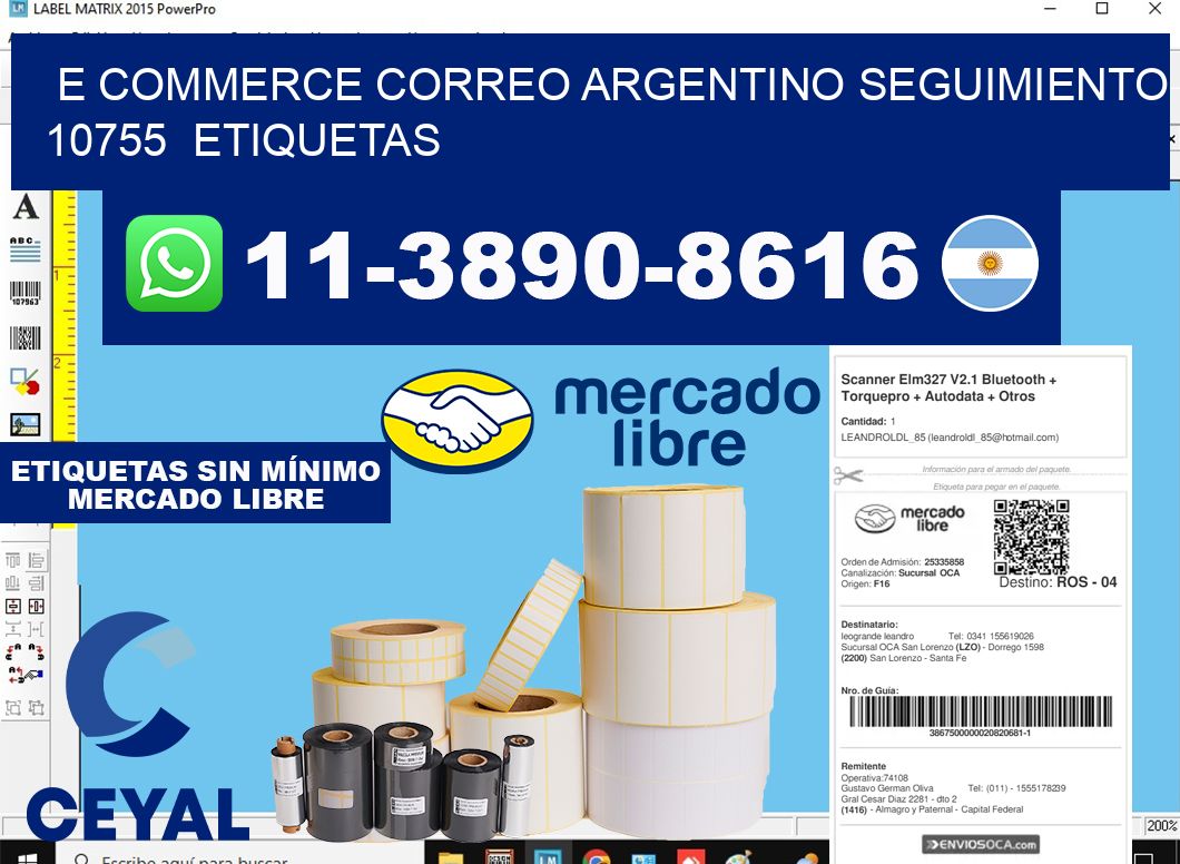 E commerce correo argentino Seguimiento 10755  etiquetas