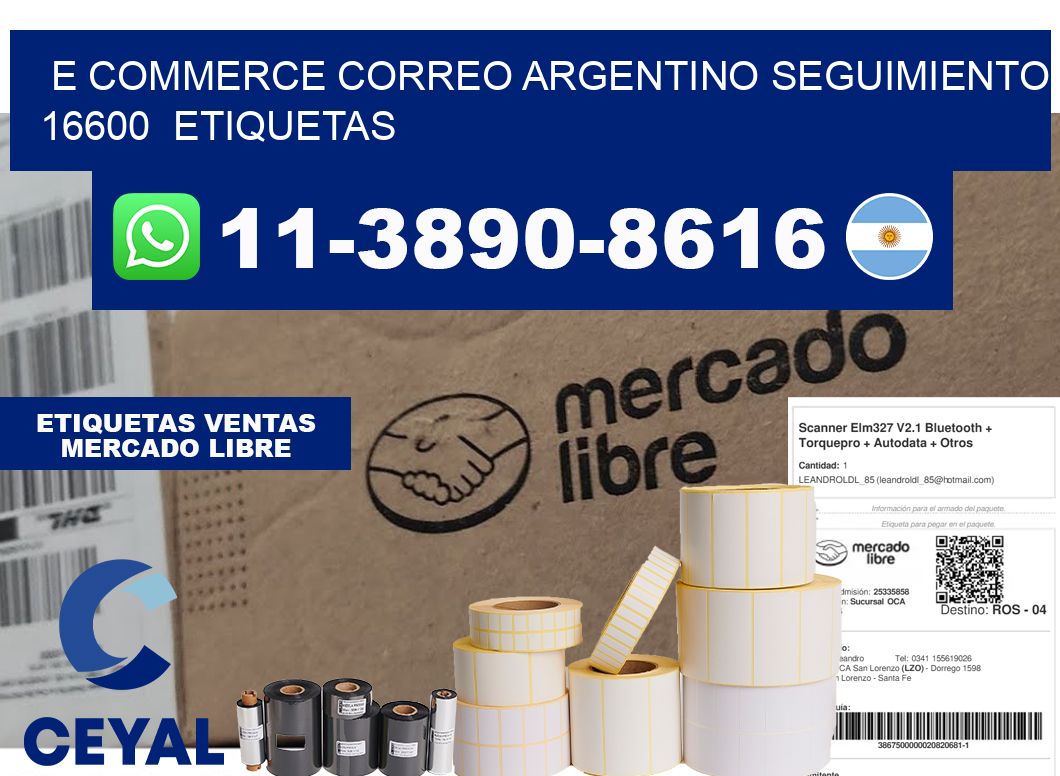 E commerce correo argentino Seguimiento 16600  etiquetas