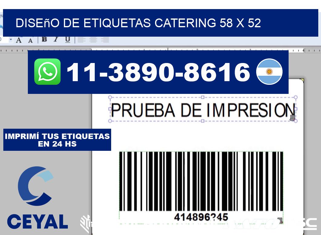 diseño de etiquetas catering 58 x 52