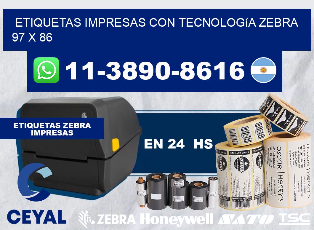 etiquetas impresas con tecnología Zebra 97 x 86