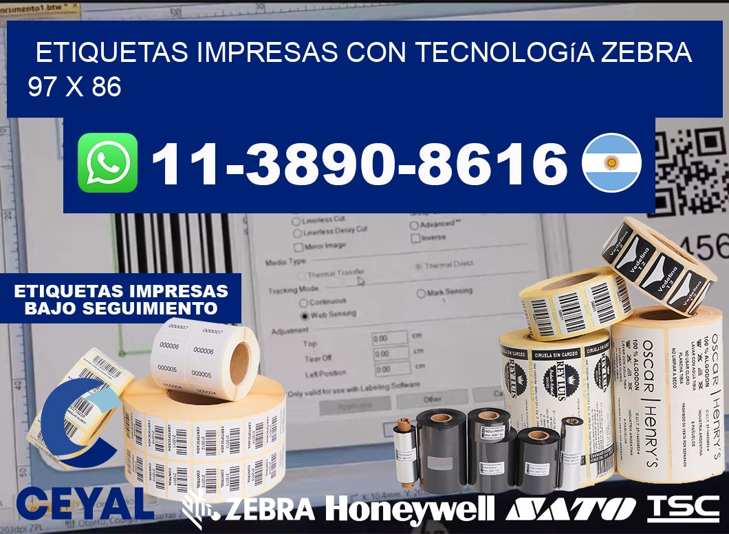 etiquetas impresas con tecnología Zebra 97 x 86